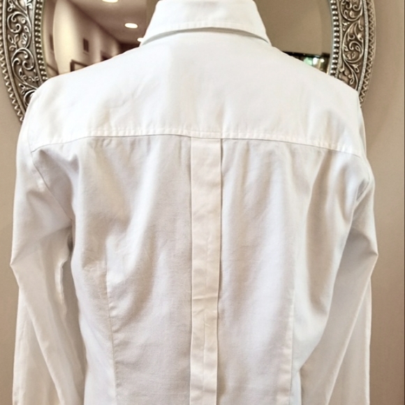 Jones New York White Pleated Classic Tuxedo Blouse - Picture 5 of 8